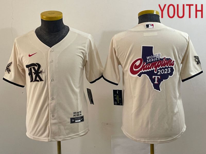 Youth Texas Rangers Blank Cream Game Nike 2023 MLB Jersey style 2